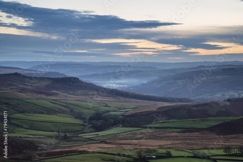 Beautiful Autumn Fall landscape of Hope Valley from Stanage Edge