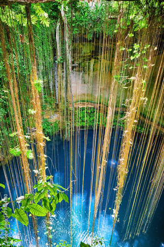 Top view of Ik-Kil Cenote, near Chichen Itza, Mexico