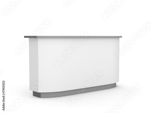 white long desk or counter from a bit perspective view. render