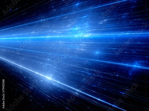 Blue glowing lines in space
