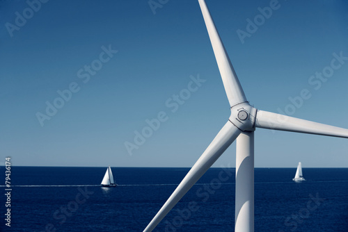Wind generator turbine in the sea