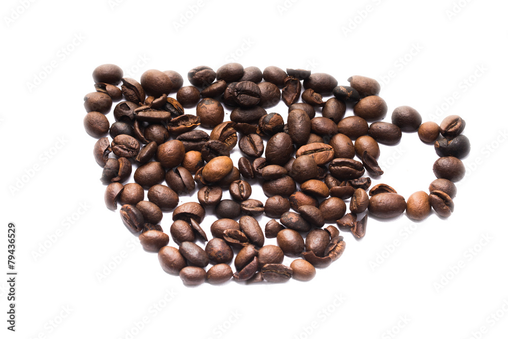 Coffee beans in the form of coffee cup Coffee beans in the form of coffee cup