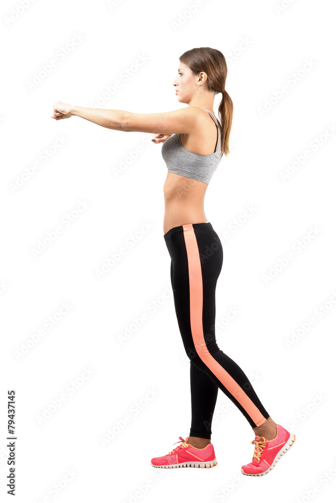 Fit sporty woman boxing exercise Fit sporty woman boxing exercise