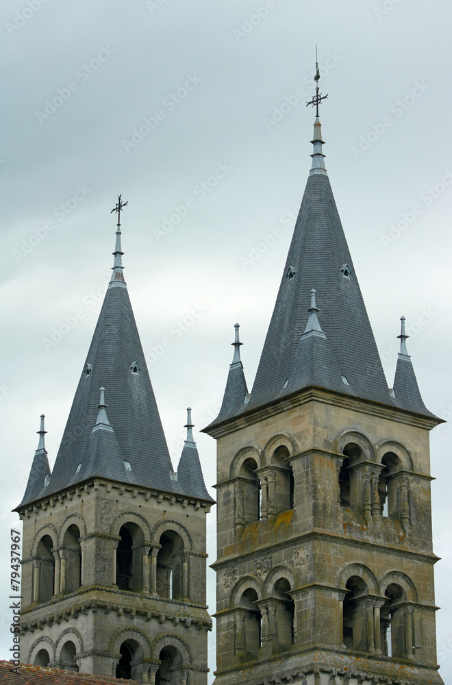 Romanesque church towers in Melun, France.