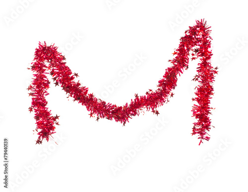 Christmas red tinsel with stars. photo