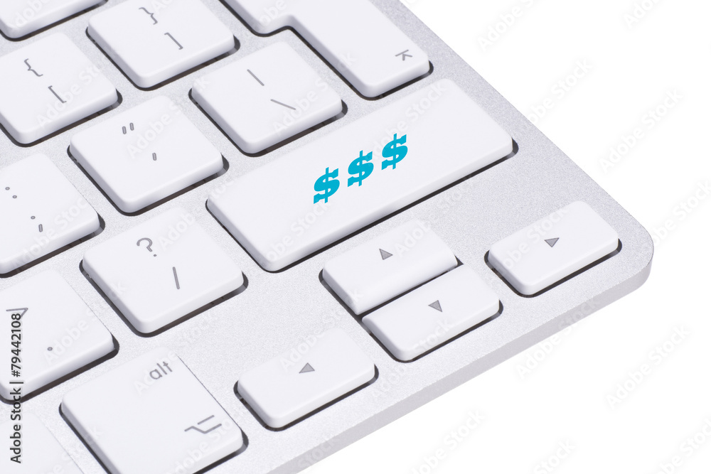 Dollar sign button on keyboard, money concept Dollar sign button on keyboard, money concept
