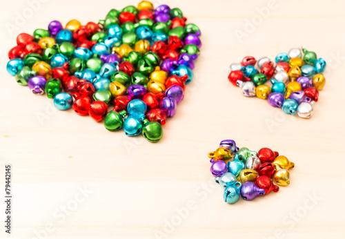 Colorful beads in heart shaped