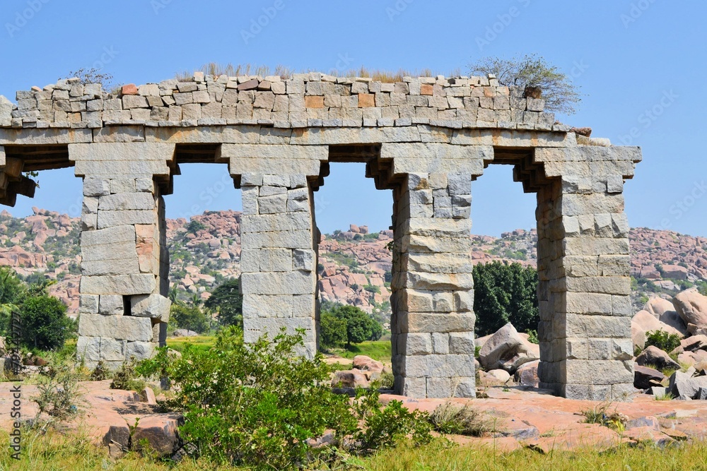Ancient aqueduct of Hindu civilization in Hampi, India