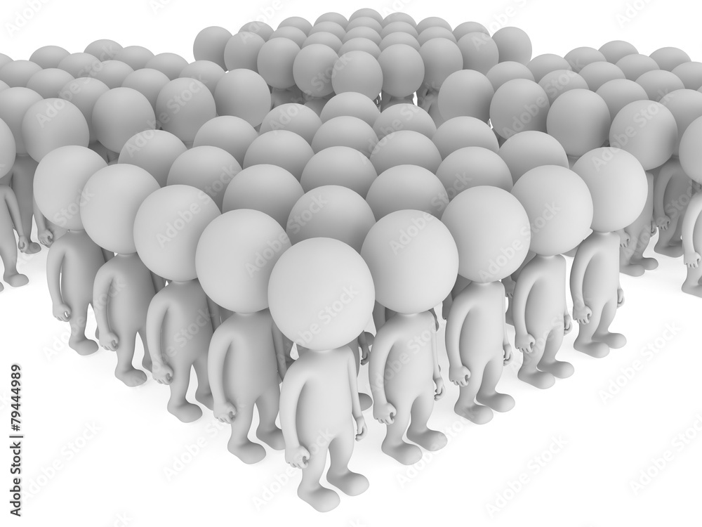 A large groups of people stand on white A large groups of people stand on white