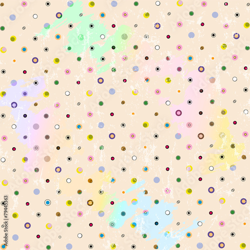 polka dots pattern with strokes and splashes, retro