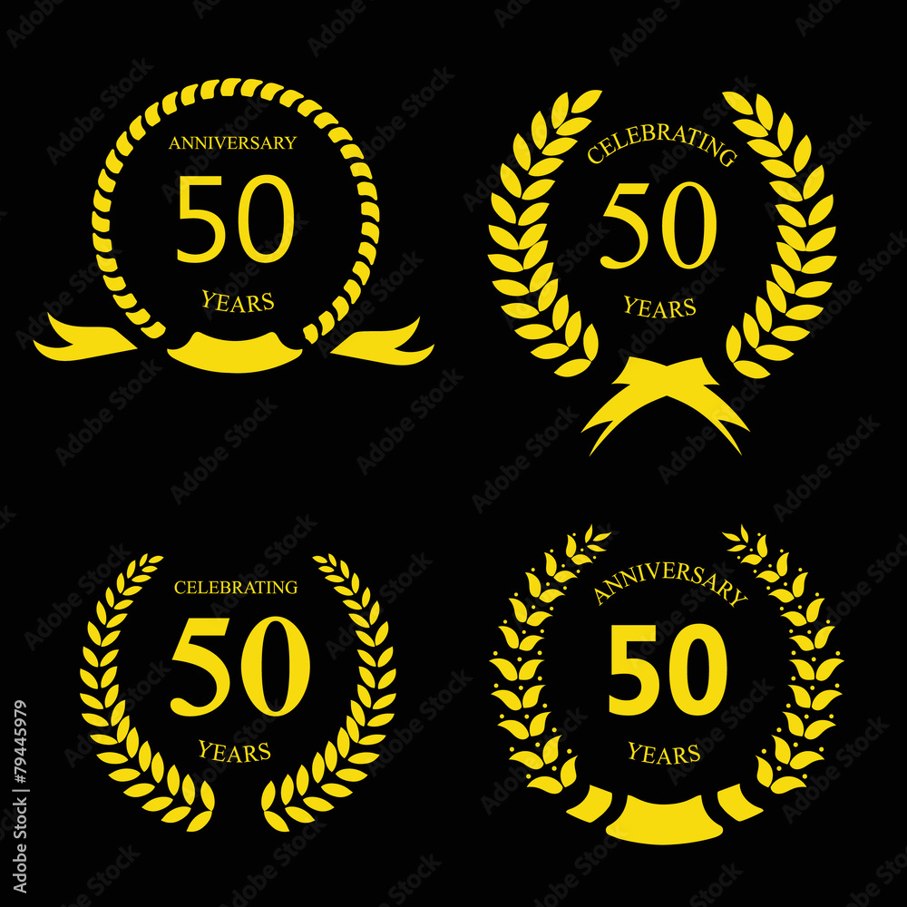 fifty years anniversary signs laurel gold wreath set fifty years anniversary signs laurel gold wreath set