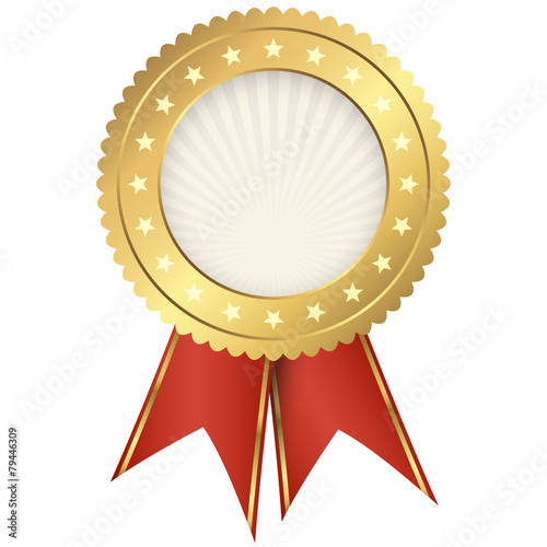 seal of quality gold with ribbons