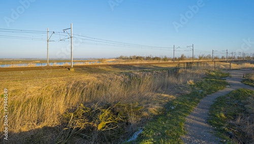 Railroad through the countryside in winter