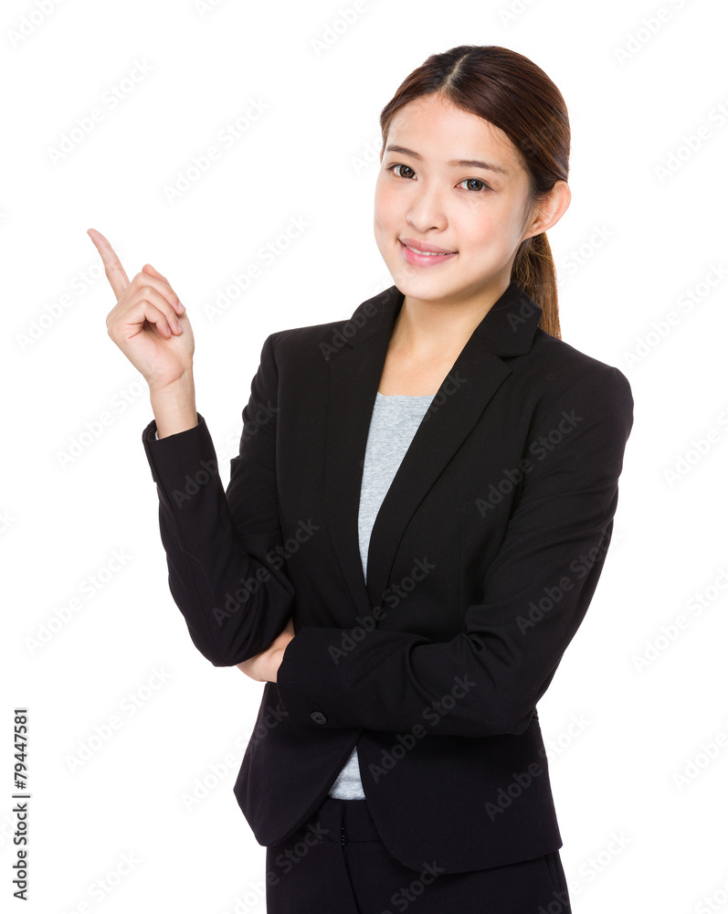 Asian businessswoman with finger point up Asian businessswoman with finger point up