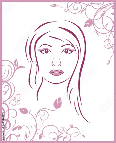 girl face with floral background