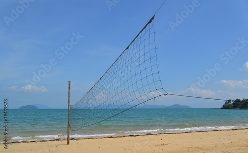 Volleyball net on empty beach