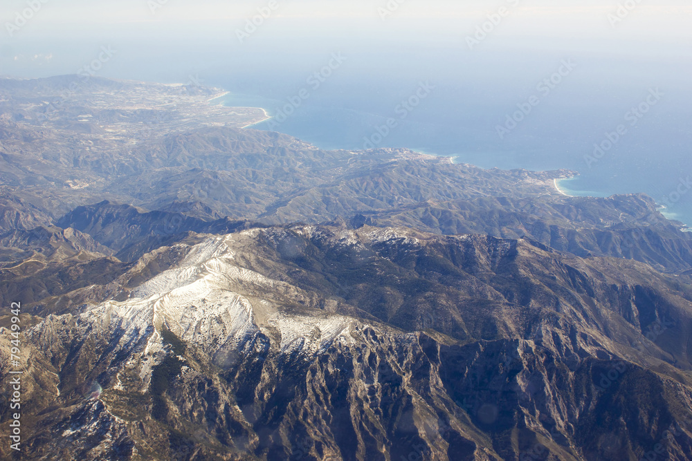 Aerial view of Sierra Nevada in Spain