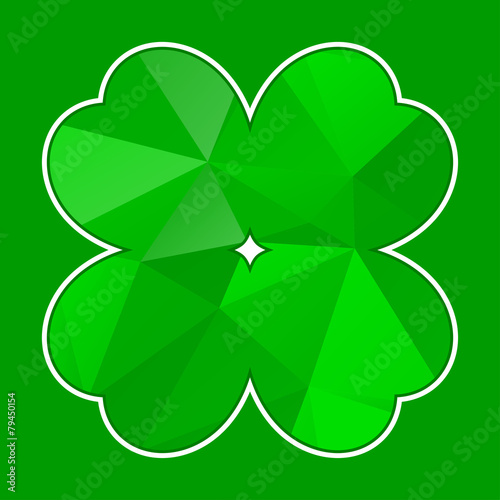 vector green polygon cloverleaf with white contour