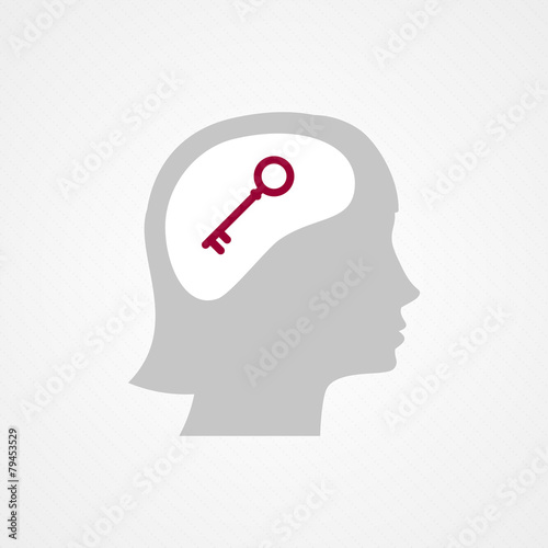 Female head and key