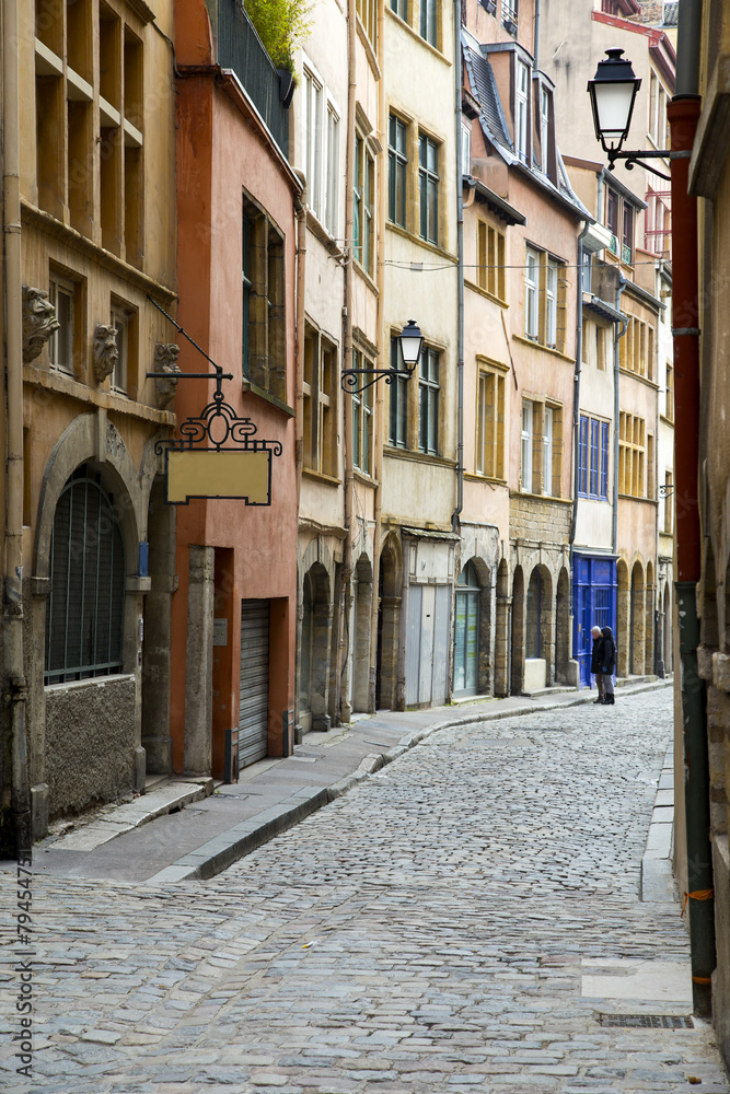 Old street of Lyon view, France