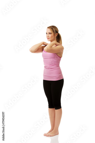Young woman doing aerobic exercise.