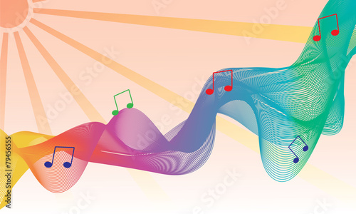 Abstract blend rainbow wave music