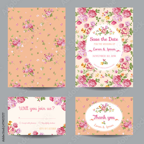 Invitation-Congratulation Card Set - for Wedding, Baby Shower