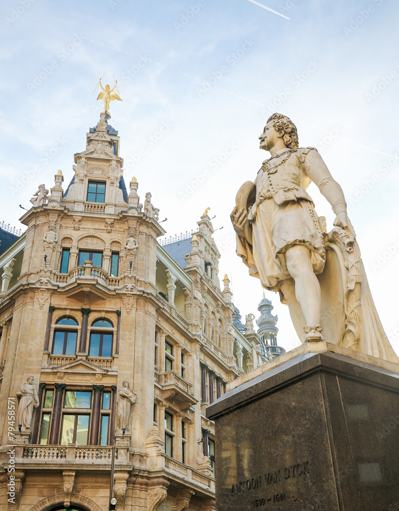 Statue of the famous painter Anthony Van Dyck in Antwerp