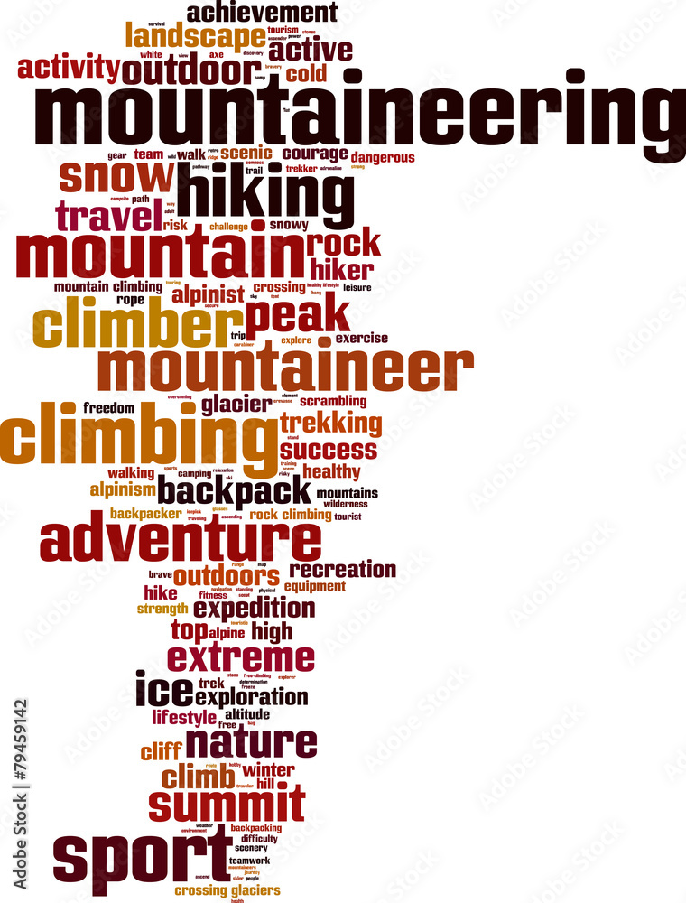 Obraz premium Mountaineering word cloud concept. Vector illustration