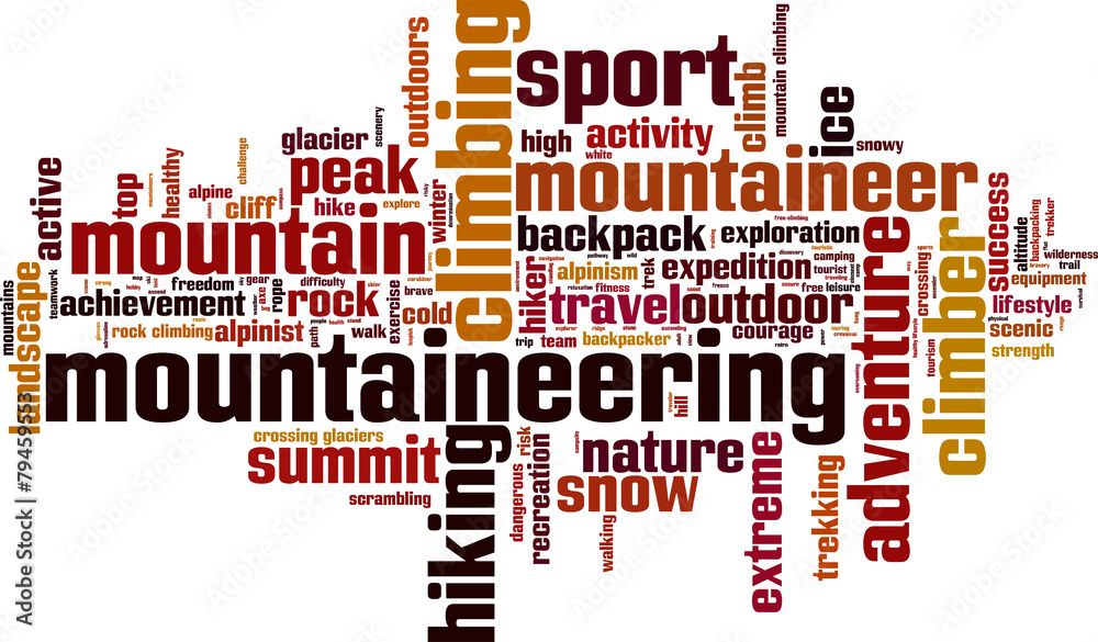 Mountaineering word cloud concept. Vector illustration