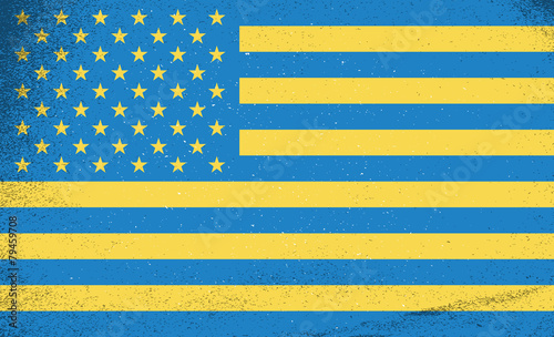 Flags of countries. Flags of Ukraine and USA combined together