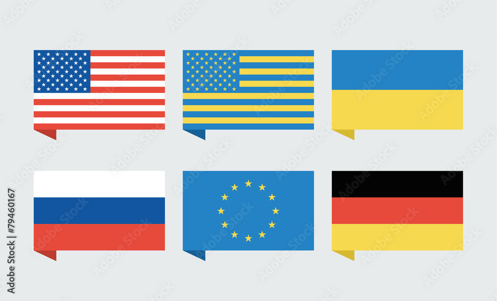 Obraz premium Flags of countries. USA, Ukraine, European Union, Russia
