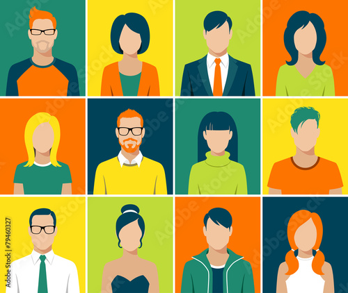 flat avatar app icons set user face people vector