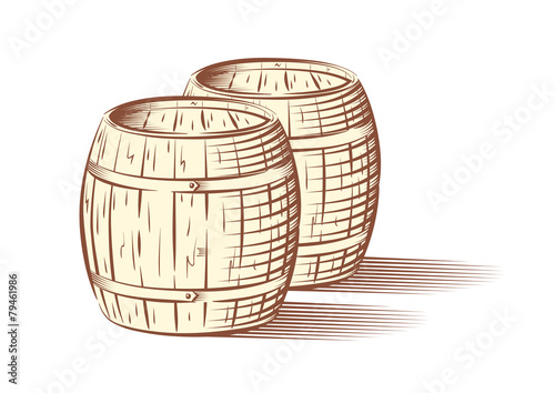 Vector illustration of beer or wine barrels