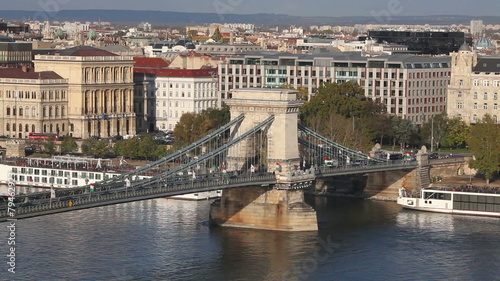 The Szechenyi Chain Bridge in Budapest, Hungary