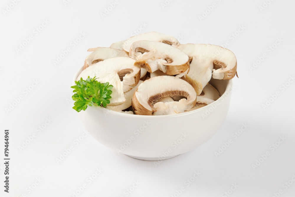 Sliced mushrooms