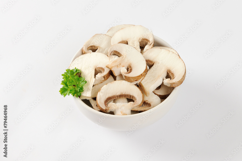 Sliced mushrooms