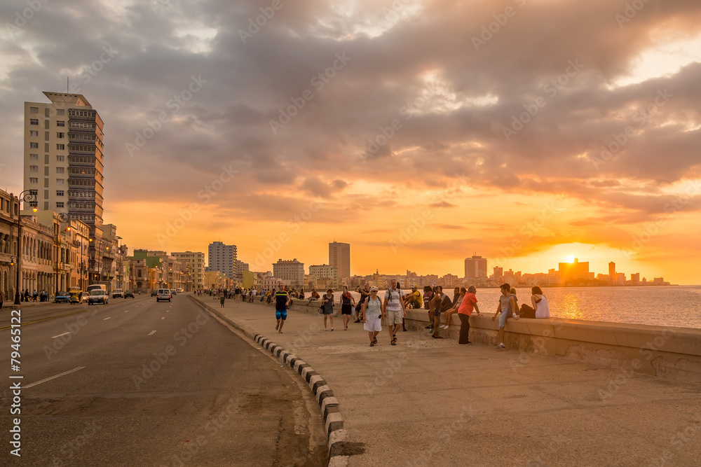 Beautiful sunset in Havana