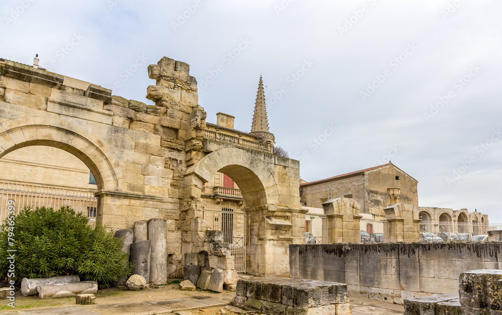 Ruins of roman theatre in Arles - UNESCO heritage site in France