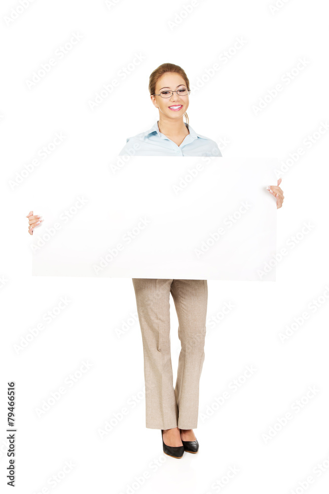 Business woman presenting your product.