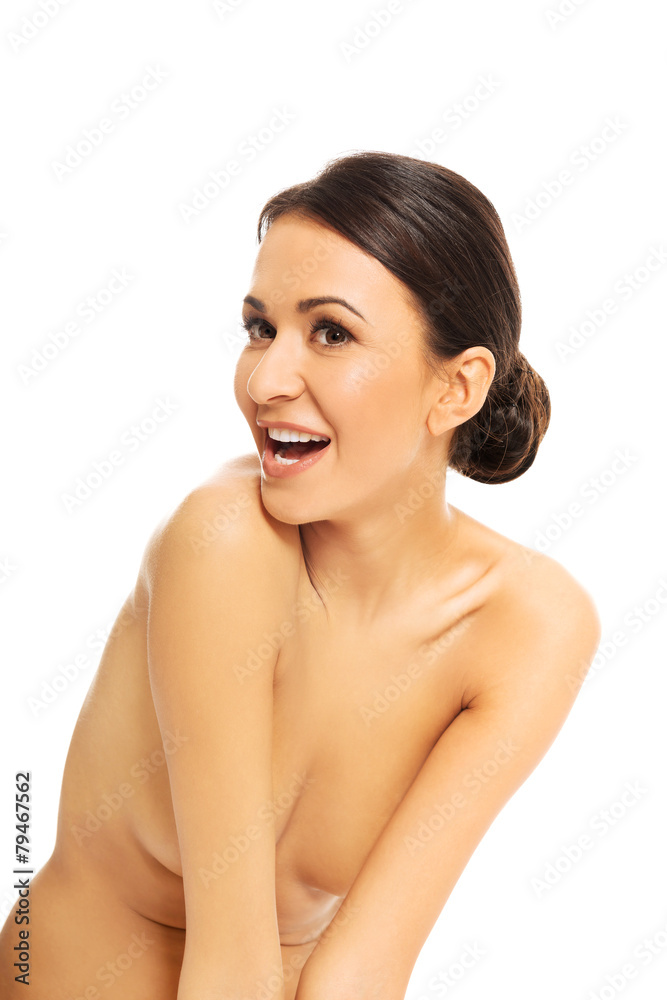 Beautiful laughing topless woman