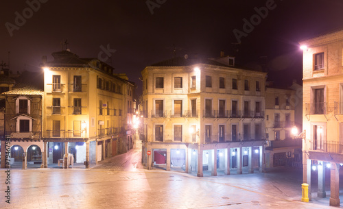 Night view of city square. Segovia