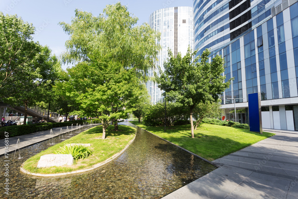 footpath around modern office building