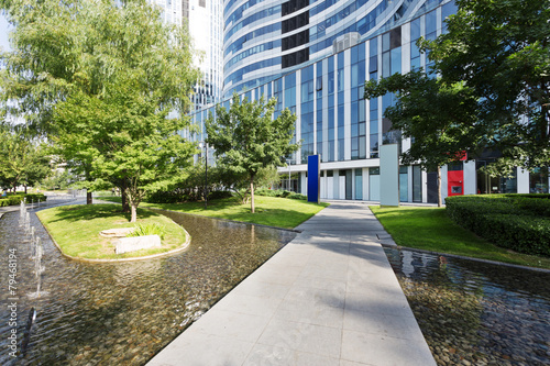footpath around modern office building