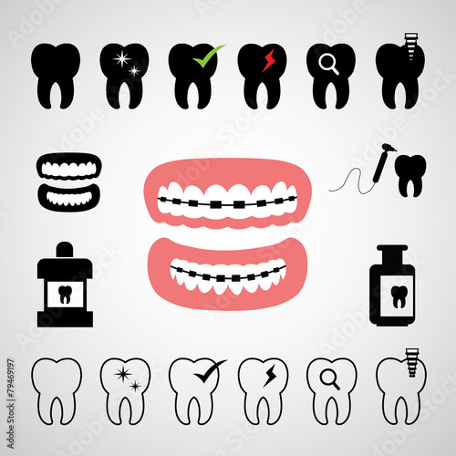 dental vector icon set