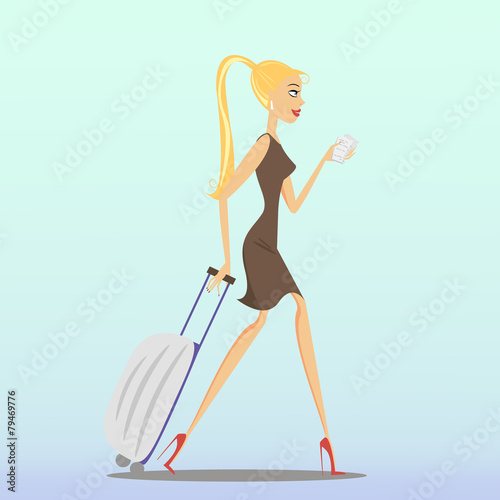 Young woman with suitcase