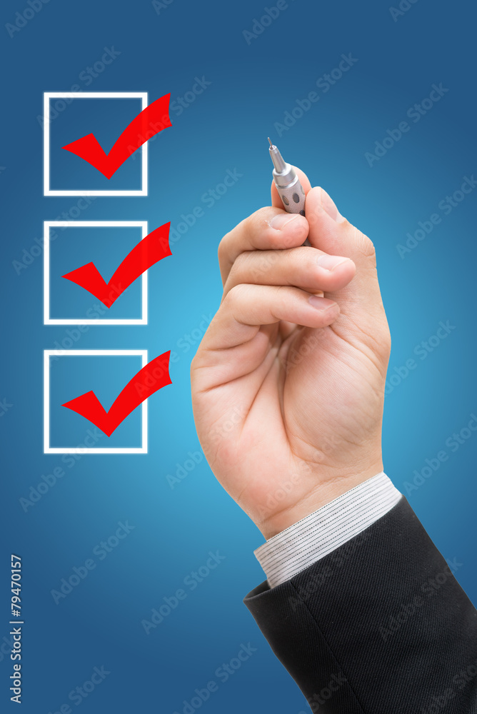 Businessman checking mark checklist marker Isolated Businessman checking mark checklist marker Isolated