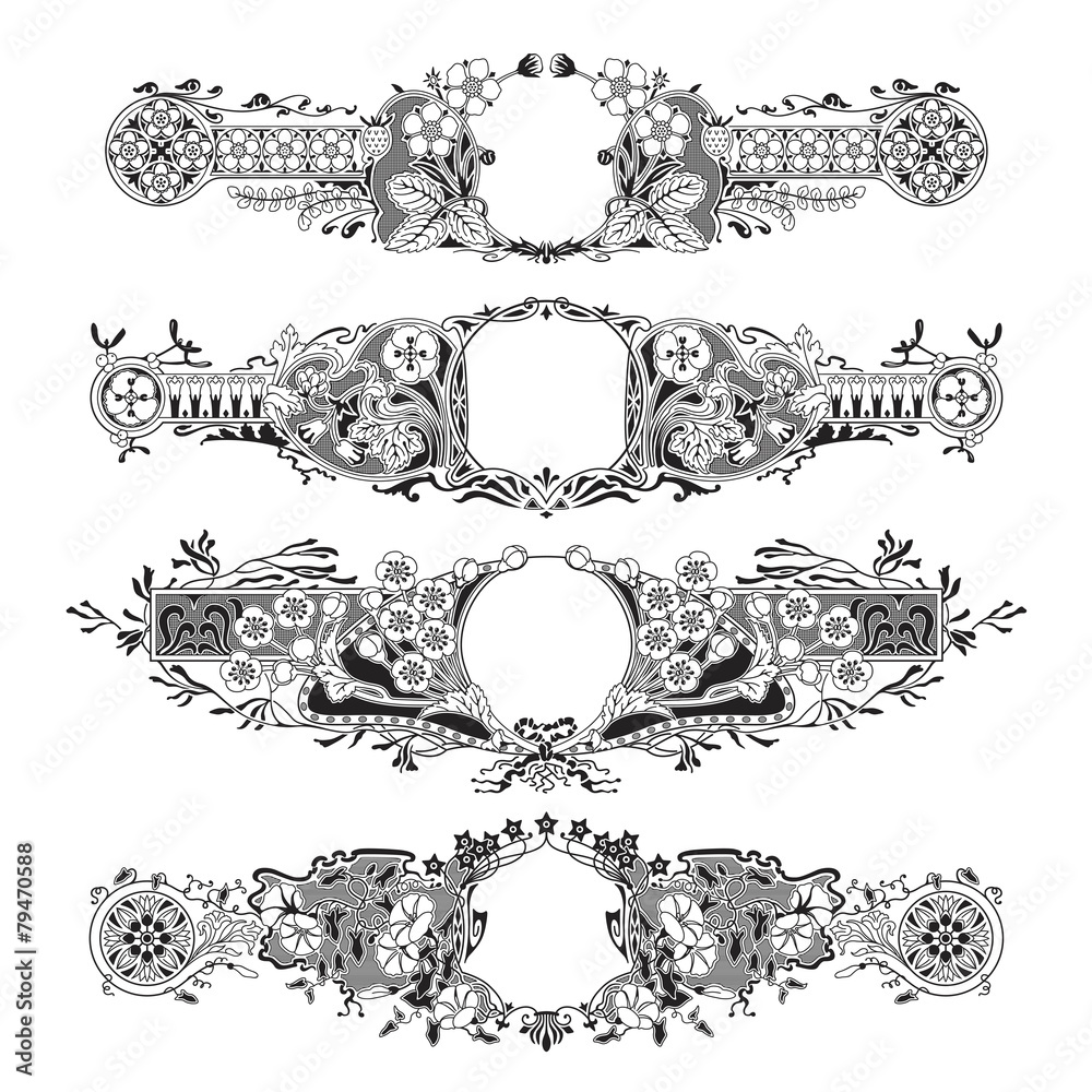 four detailed floral frames - perfect as chapter dividers
