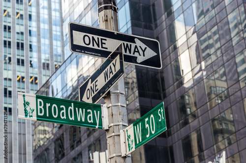 Obraz na płótnie Broadway street sign near Time square in New York City w salonie