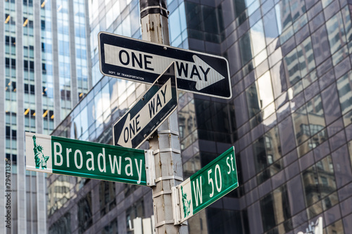 Broadway street sign near Time square in New York City